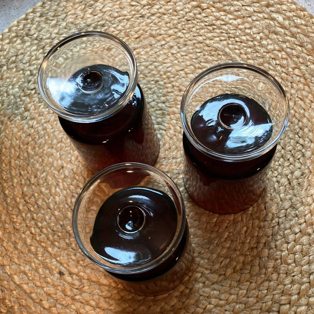 Set of (3) Vintage MCM Ruby Red Footed Wine Glasses - Luminarc France